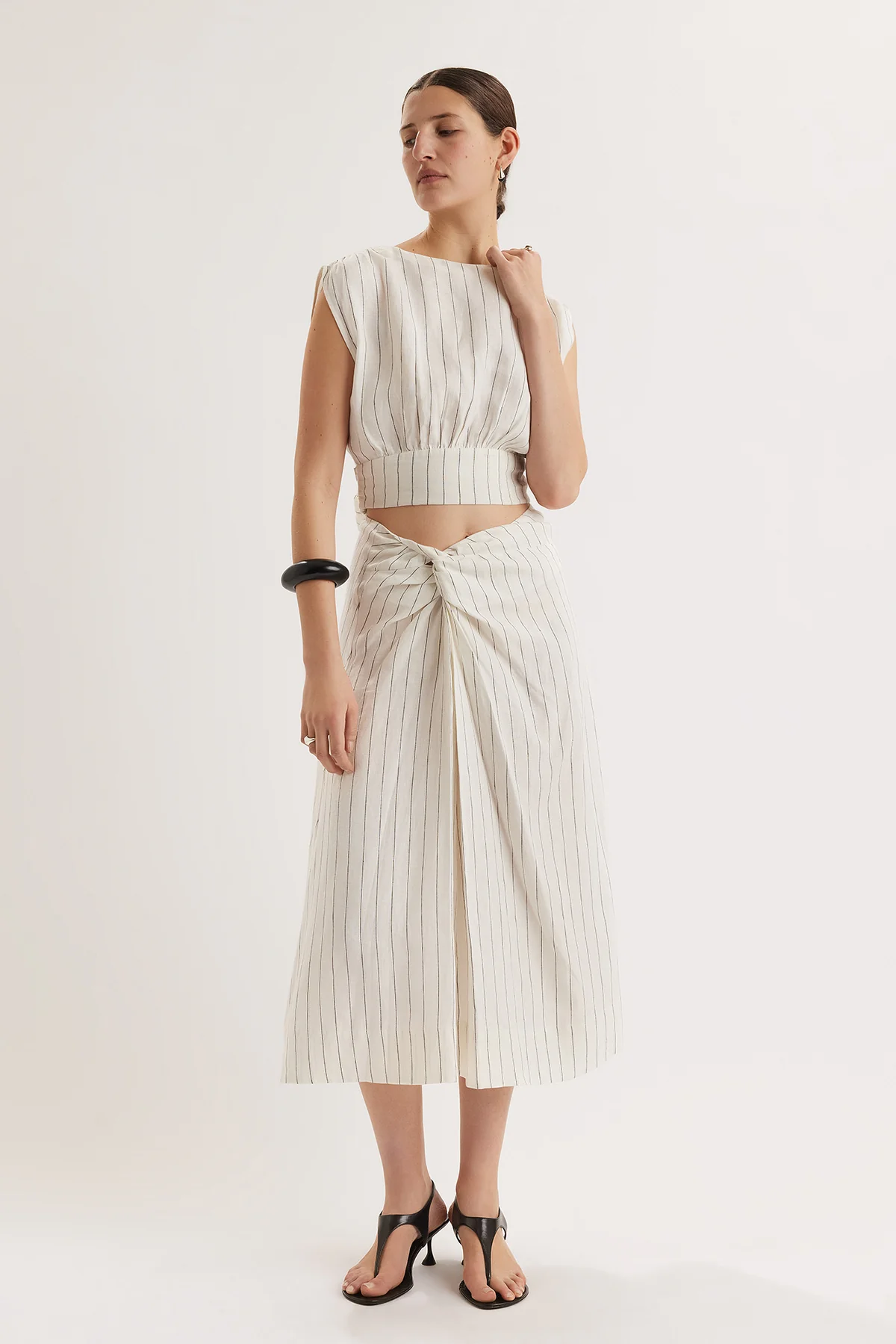 Shaan Top Ivory Black Stripe