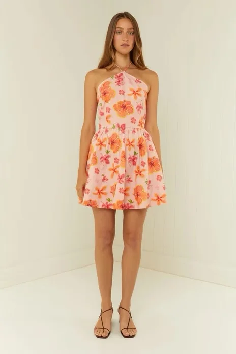 Floral Halter Mini Dress